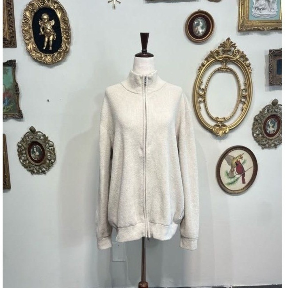 NN.07 "Clive" Full-Zip Knit Cardigan in Oatmeal - Size Large